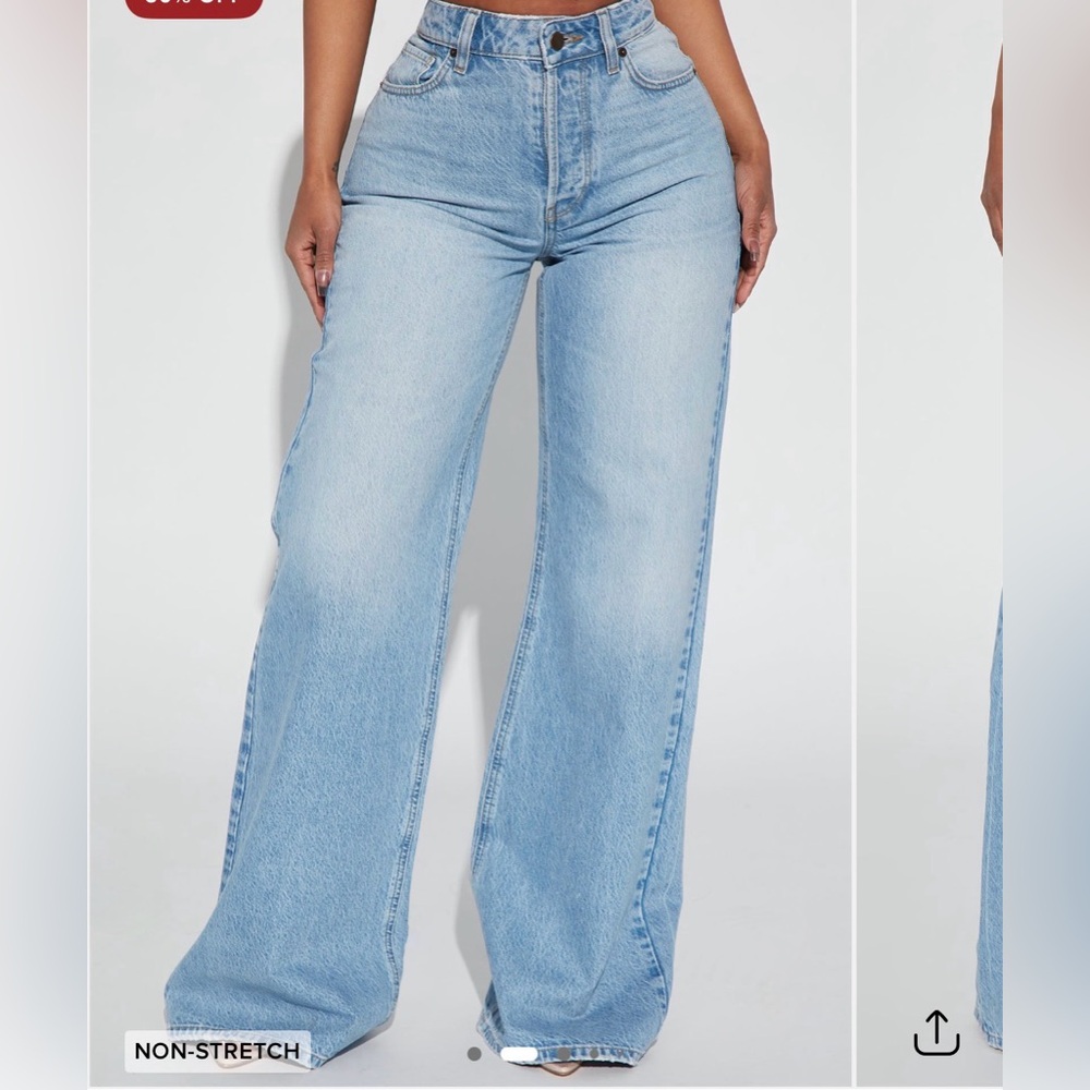 Fashion Nova Light Blue Wide Leg Jeans